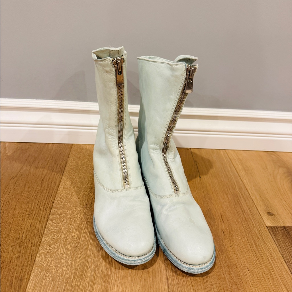 Guidi Pl2 Light Blue Front Zip Ankle Boots | Like New